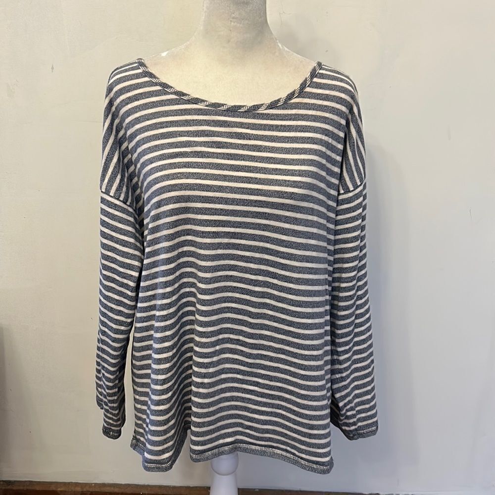 Madewell blue white striped long sleeve cotton tee Size M
